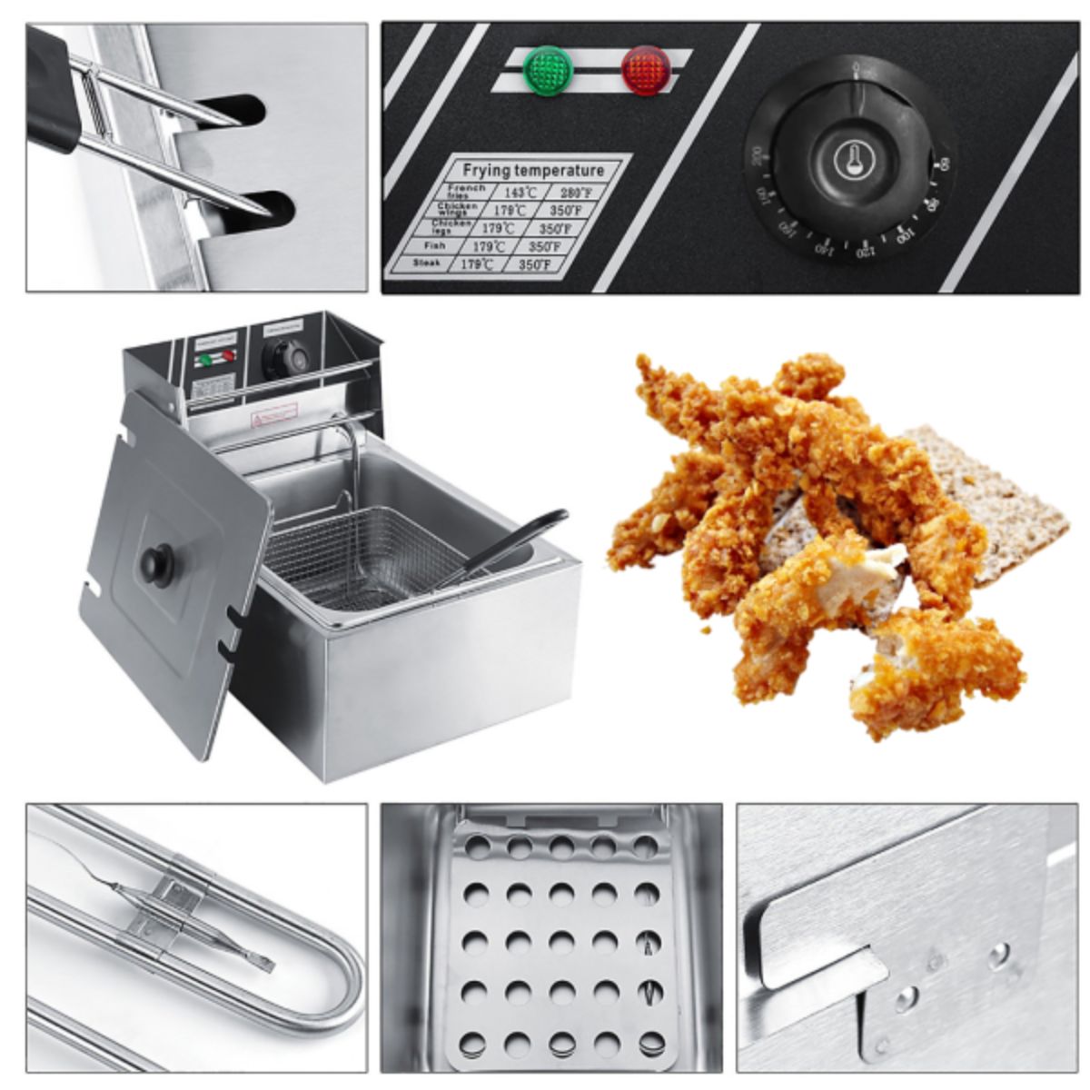 Friteuză electrică din inox, 6 L, termostat și protecție la supraîncălzire - imagine 4
