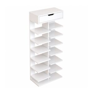 Pantofar cu 7 rafturi și compartiment superior, alb, 40 x 22 x 111 cm